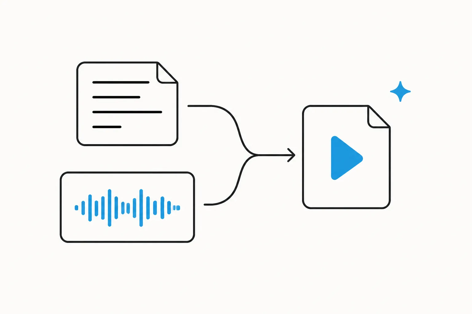 An illustration of text and audio inputs becoming a playable voice file